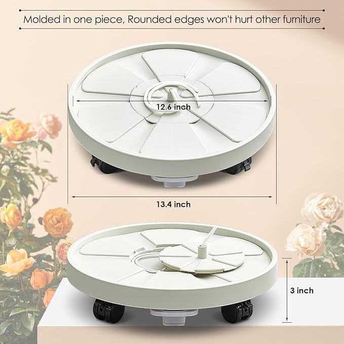 Planter Caddies 2 Set Lockable Caster Wheels, Heavy Duty Plant Stand Tray - Image 2