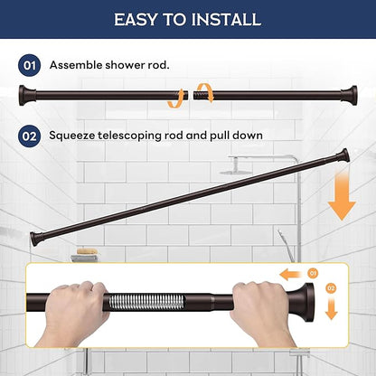 Adjustable Shower Curtain Rod 31-80 Inch, Never Rust Stainless Steel Brown - Image 6