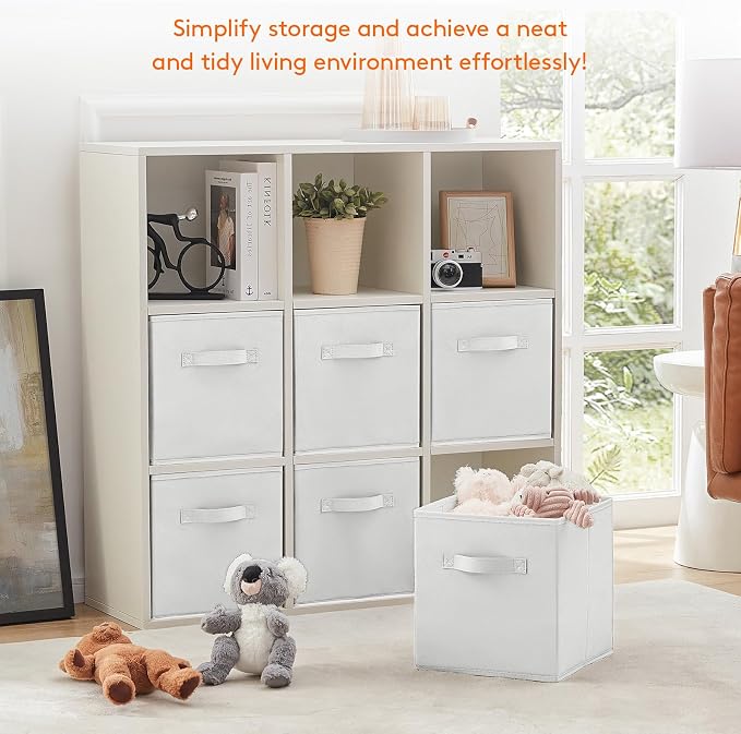 Lifewit Storage Cubes, 11 Inch Organizer Bins, 18L White, 6 Packs | Foldable - Image 7