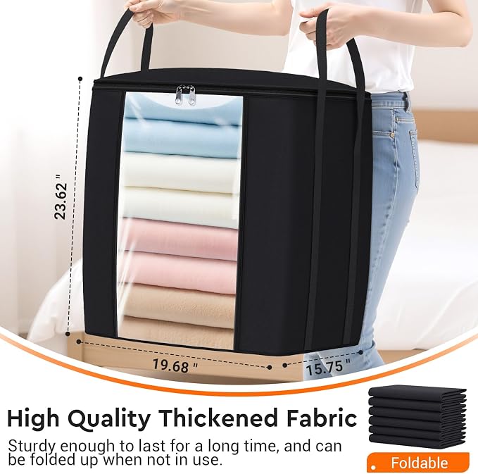 120L Extra Large Clothes Storage Bags, Foldable Blanket Storage and Organization - Image 2