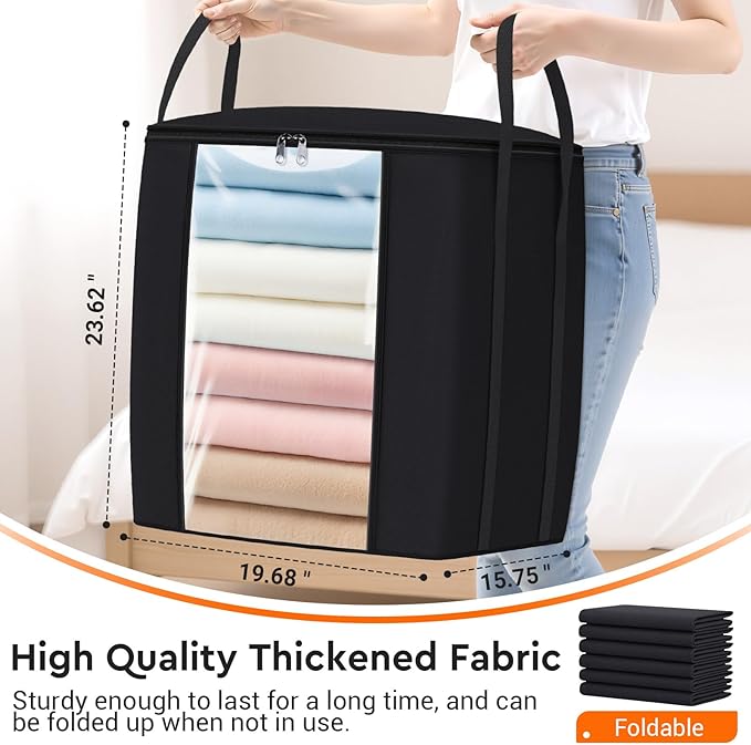 120L Extra Large Clothes Storage Bags, Foldable Blanket Storage and Organization - Image 2