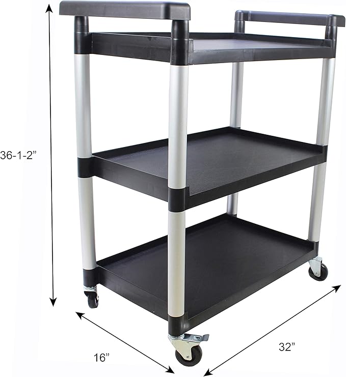 MaxWorks 80774 3-Shelf Utility Plastic Cart - Image 5