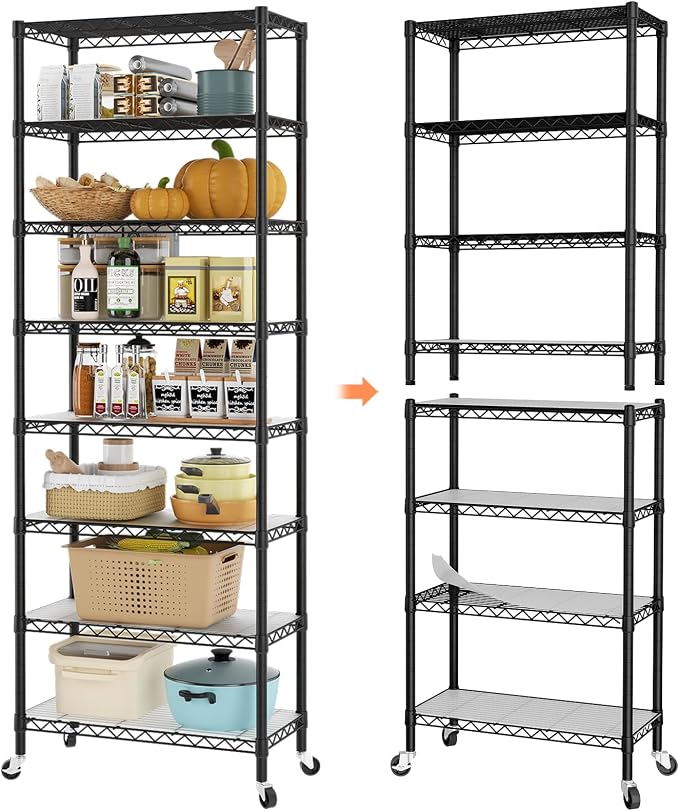 SINGAYE 8 Tier Shelf Organizer Storage Metal Shelves Garage Wire Shelving Unit - Image 4