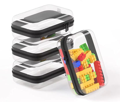 4 Pcs Storage Bins Clear Hard Shell Zipper Case Multi-Purpose Transparent by MihkiomUSA