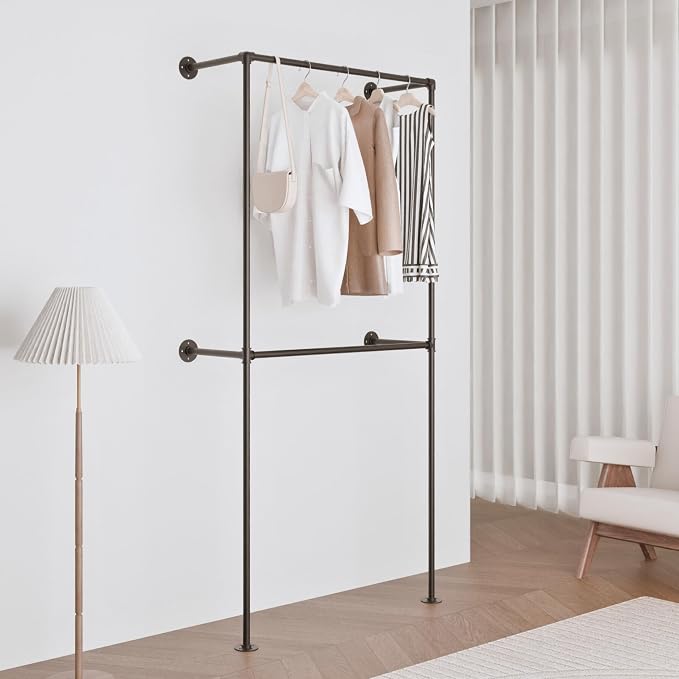 Industrial Pipe Clothing Rack, Heavy Duty Wall Mounted Clothes Rack, Retail - Image 8