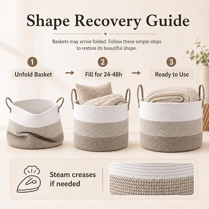 JMvicyroam 115L Extra Large Machine Washable Cotton Rope Blanket Basket | - Image 6