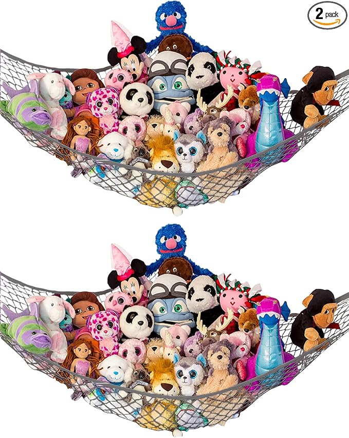 Stuffed Animal Hammock 2 Pack | Corner Stuffed Animal Storage & Plushie Net | by LillysLove