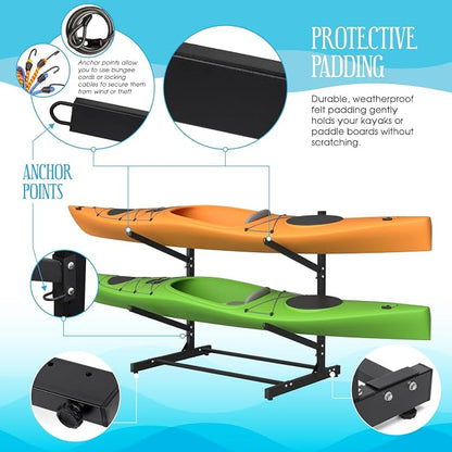Adjustable Kayak Storage Rack, Freestanding Sup Storage Stand, Weatherproof - Image 3