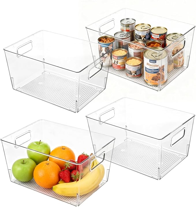 MOONEDGE 8 Pack Clear Plastic Storage Bins, Fridge & Freezer, Versatile - Image 8