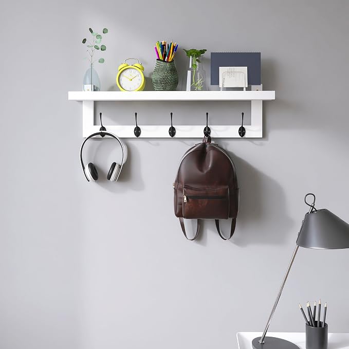 SMIBUY Coat Hooks with Shelf Wall-Mounted, 29.2 Inch Entryway Coat Rack - Image 3