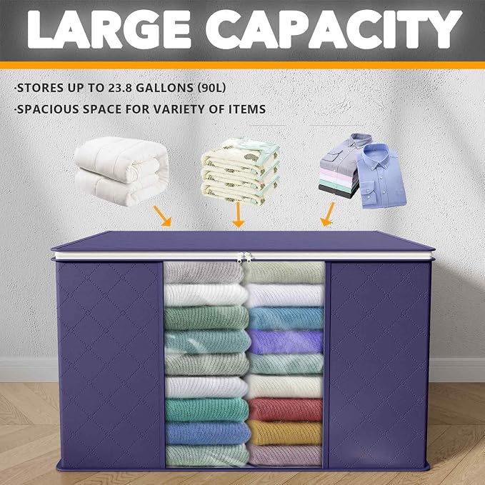 SpaceAid 6 Pack 90L Clothing Storage Bags, Heavy Duty Closet Storage Bins - Image 3