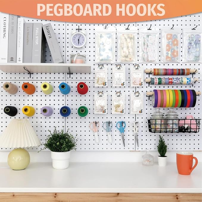 HUHOLE Pegboard Hooks 4 Inch 50PC, Fit 1/4" or 1/8" Pegboard, Ideal Peg Board - Image 6