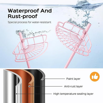 HAMITOR Corner Shower Caddy Tension Pole: 4-Tier Rust-Resistant Adjustable - Image 2