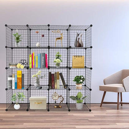 Wire Cube Storage, 16-Cube Organizer Metal, Wire C Grids Storage, Storage Bins - Image 2