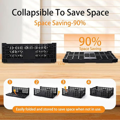 Collapsible Milk Crate, 52L Heavy-Duty Foldable Storage Crate, Grocery & Home - Image 4