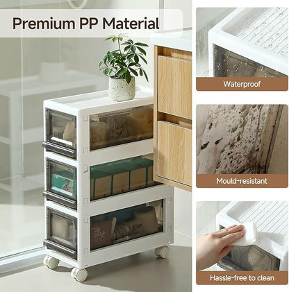 Plastic 3 Drawer Storage Organizer, Narrow Plastic Storage Drawers - Image 5