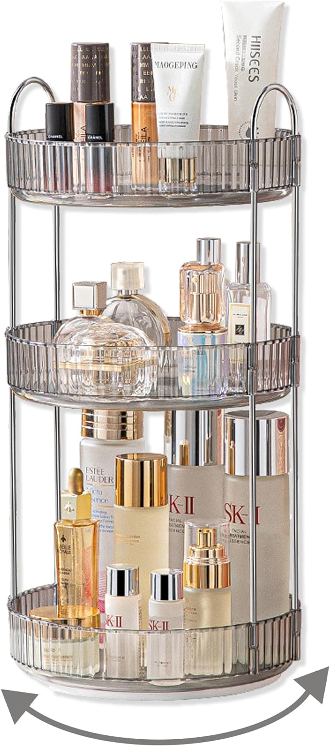 360 Rotating Makeup Organizer, 3 Tier Large Capacity Make Up Organizers and by Asayuee