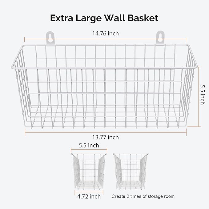 MaraFansie [Extra Large Wire Basket 2-Pack Hanging Wall Organizer Cabinet - Image 6