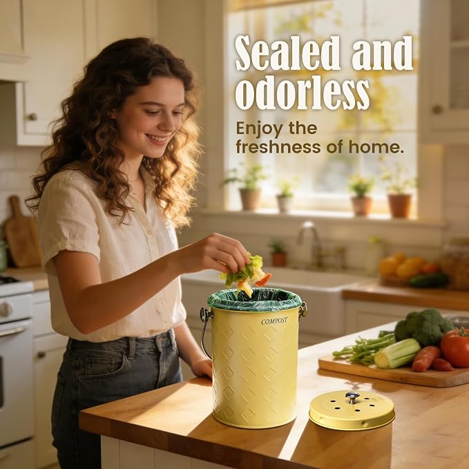 AOSION Countertop Compost Bin Kitchen, Odorless Indoor Compost Bin - Image 4