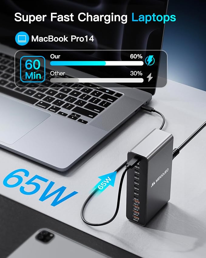 Aluminum Alloy 380W Charging Station Fast USB C Charger Block 12 Ports 65W - Image 3