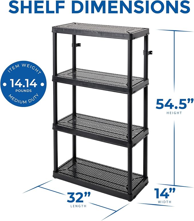 Gracious Living 2 Pack Storage Rack, 4 Shelf Fixed Height Medium Duty Unit - Image 3