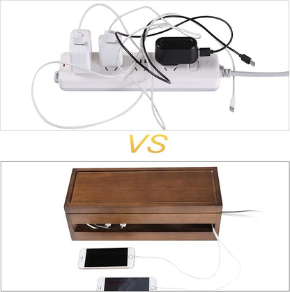 Changsuo Cable Management Box Wooden Cord Organizer Box - Image 5