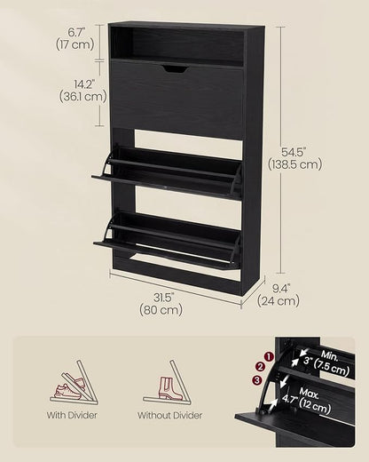 VASAGLE Custos Collection Shoe Organizer, Adjustable Dividers, Shoe Cabinet - Image 2