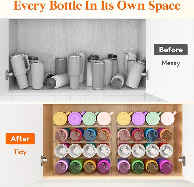 Lifewit Stackable Water Bottle Storage Organizer, Plastic Large Compartment - Image 9