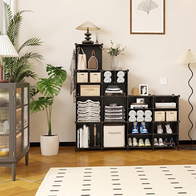 AWTATOS Cube Storage Closet Organizer Storage 12 Cube Shelves, Large and Small - Image 5