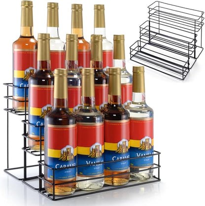12 Bottle Capacity Coffee Syrup Organizer 3 Tier Coffee Syrup Stand Shelf by kimilus