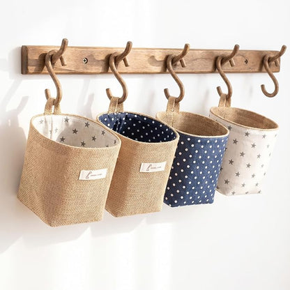 2 Pack Hanging Basket for Door, Small Wall Basket Cotton Linen Hanging Storage - Image 5