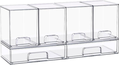 Sorbus Stackable Acrylic Storage Drawers – 4 Tall + 2 Wide – 6 Pack Clear - Image 7