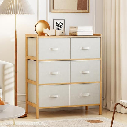 Giantex 6-Drawer Dresser for Bedroom, Bamboo Storage Tower - Image 2
