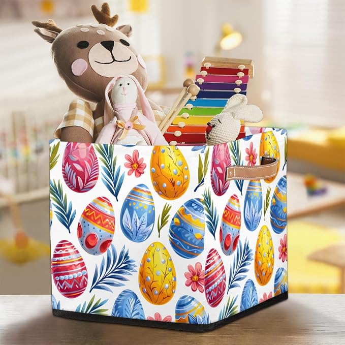TropicalLife 13x13x13 Inch Large Fabric Storage Cube Easter Eggs Foldable - Image 7
