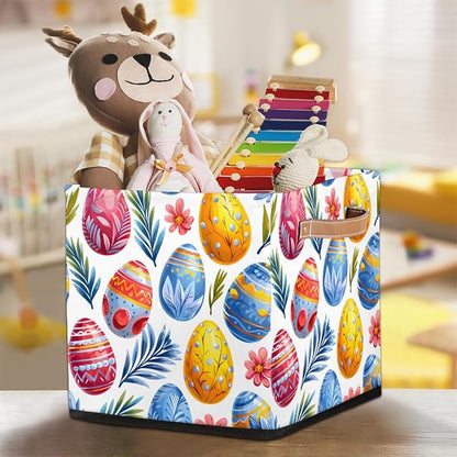 TropicalLife 13x13x13 Inch Large Fabric Storage Cube Easter Eggs Foldable - Image 7