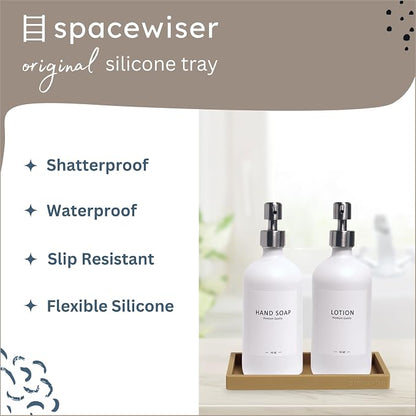 Countertop and Vanity Tray – Small 7.7" Silicone Soap Dispenser Trays, Flexible - Image 2