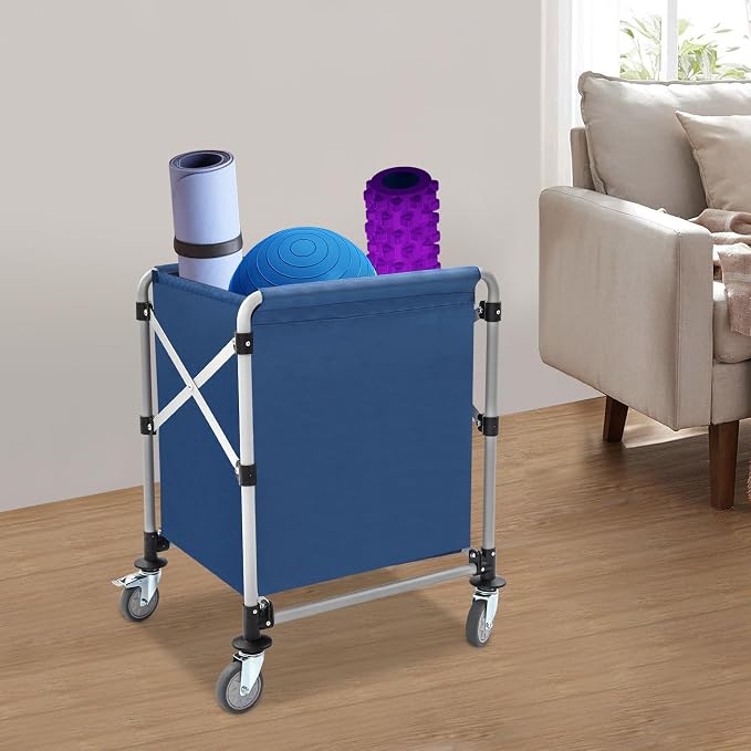 Commercial Laundry Cart with Wheels, Folding Laundry Hamper Cart, Heavy Duty - Image 3