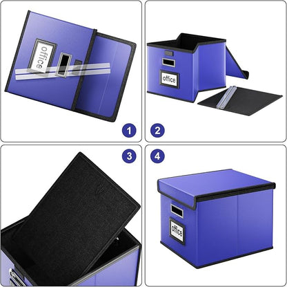 File Organizer Box with Lids, Collapsible File Folder Organizer | File Box with - Image 7