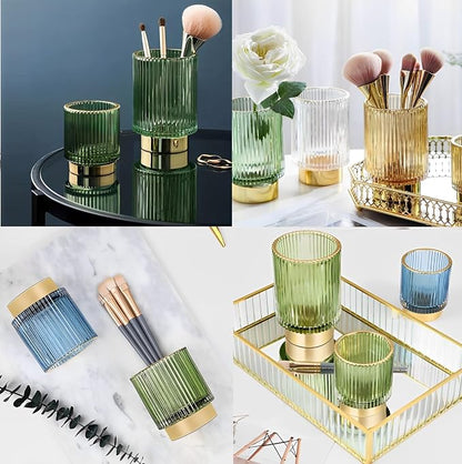 Makeup Brush Holder Organizer, Heavy Crystal Glass Brush Storage Holder - Image 7