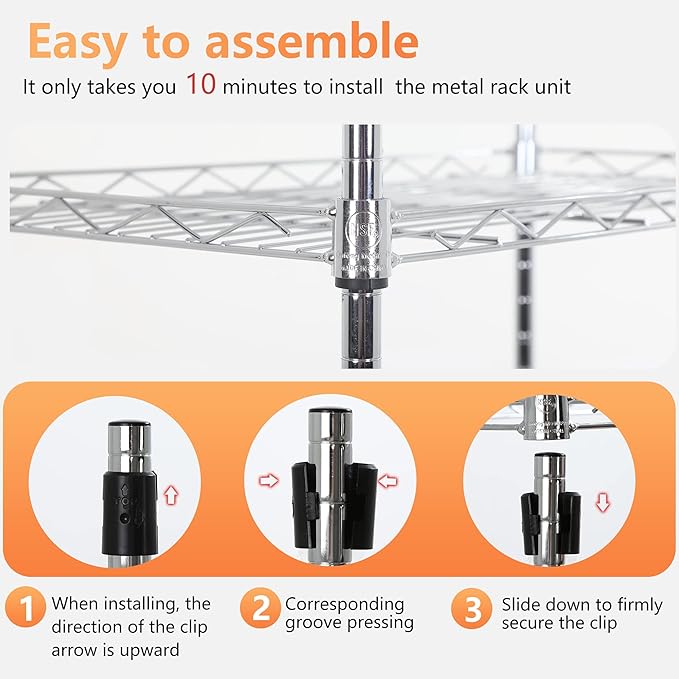 FDW 6 Tier Wire Shelving 17L x 12W x 64H Pantry Shelves Storage Rack Shelving - Image 4