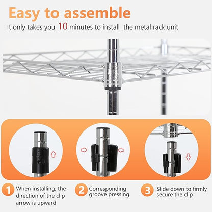 FDW 6 Tier Wire Shelving 17L x 12W x 64H Pantry Shelves Storage Rack Shelving - Image 4