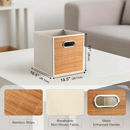10.5x10.5in Bamboo Storage Cubes Storage Baskets, Wicker Cube Storage Bins - Image 2