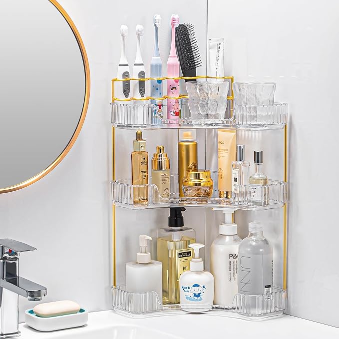 Upgraded 3-Tier Corner Bathroom Countertop Organizer – Spacious Storage - Image 2