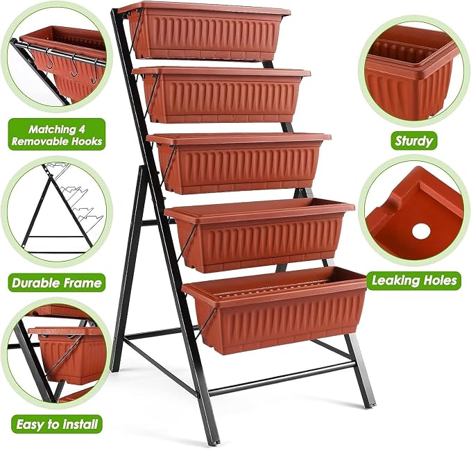 SEJOV 4FT Vertical Raised Garden Bed, 5 Tiers Planter Box - Image 4