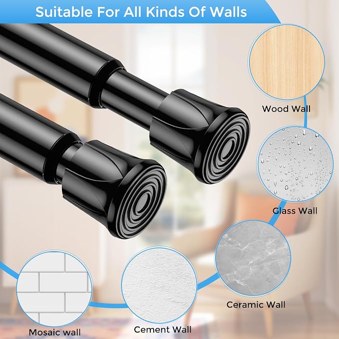 2 Pack Spring Tension Curtain Rod 8 to 12.5 Inch, DIY Mini Curtain Rods No Drill - Image 4