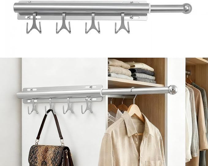 Valet Rod For Closet Pull Out, Adjustable Heavy Duty Carbon Steel 12" by Unknown