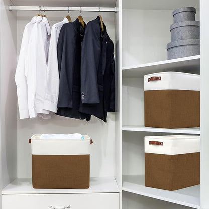 Bagnizer Large Fabric Storage Baskets | 50L Storage Bins, Decorative Linen - Image 2