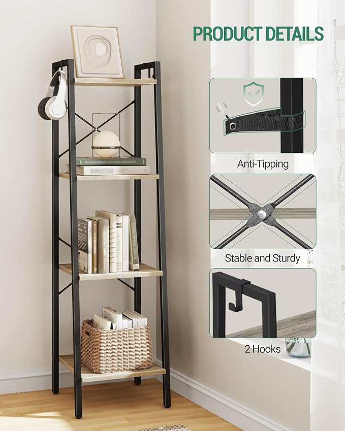 Hzuaneri Ladder Shelf, Freestanding Corner Storage Shelf | Bookcase - Image 5