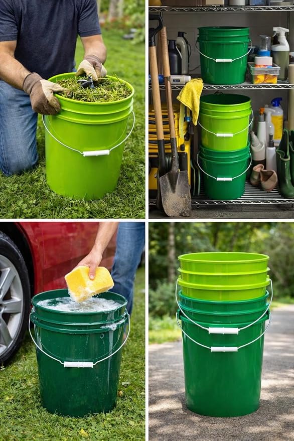 House Naturals 5 Gallon Plastic Green Bucket - Image 4