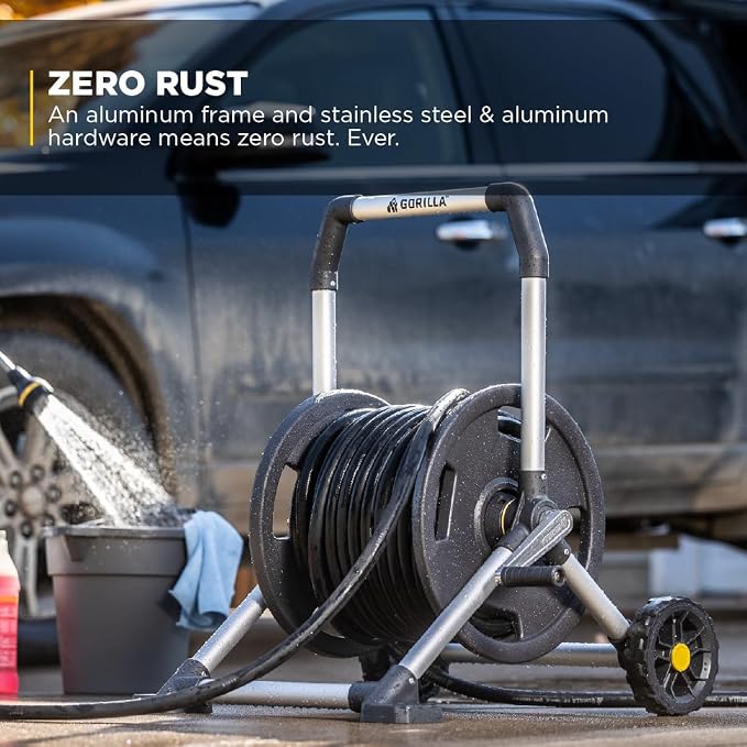 Gorilla 200’ Aluminum Zero-Rust Upright Hose Reel - Image 5